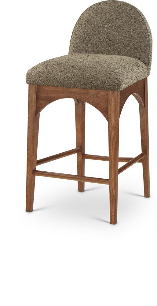 Meridian Furniture - Waldorf Olive Boucle Fabric Stool - 399Olive-C veiw 1