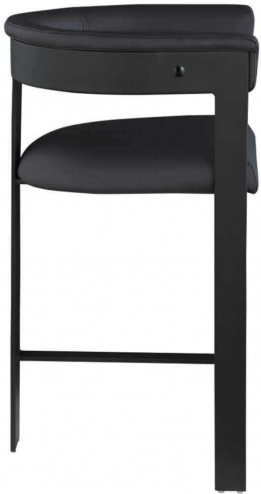 Meridian Furniture - Romeo Black Vegan Leather Counter Stool (Set of 2) - 414Black-C veiw 4