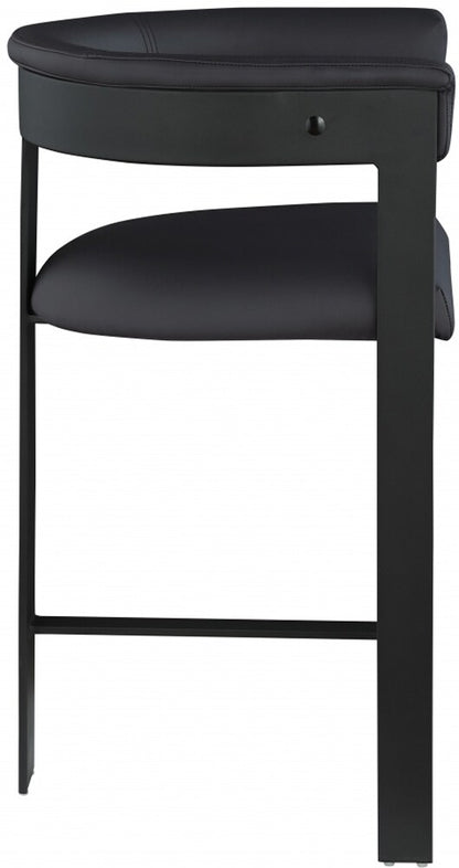 Meridian Furniture - Romeo Black Vegan Leather Counter Stool (Set of 2) - 414Black-C veiw 4