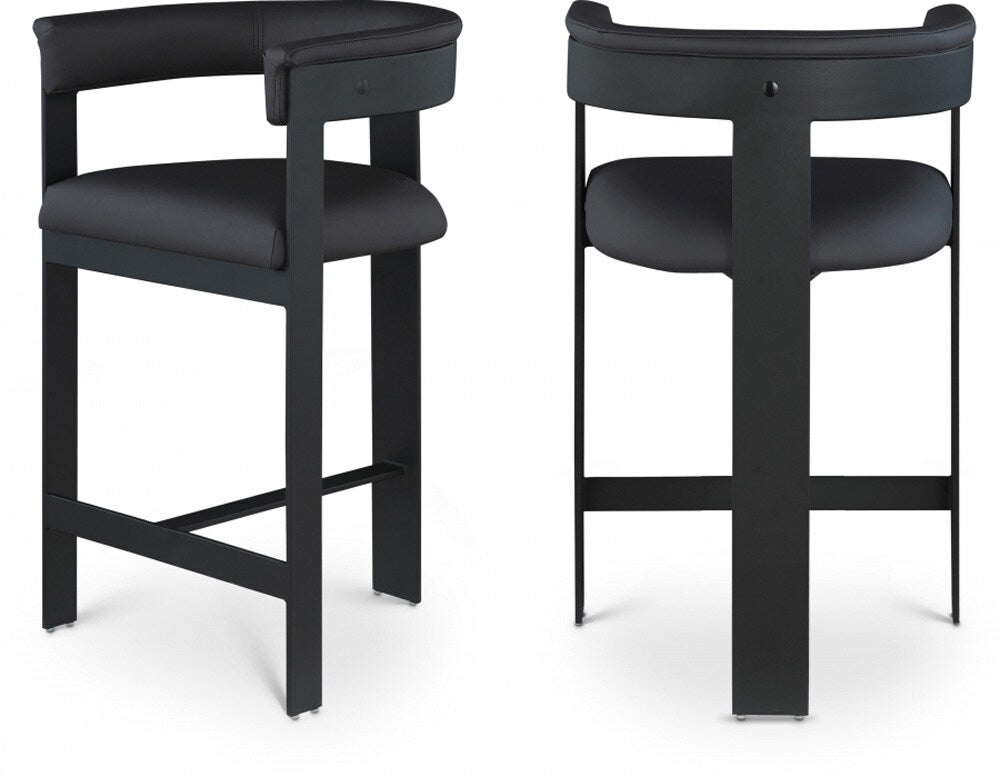 Meridian Furniture - Romeo Black Vegan Leather Counter Stool (Set of 2) - 414Black-C veiw 5