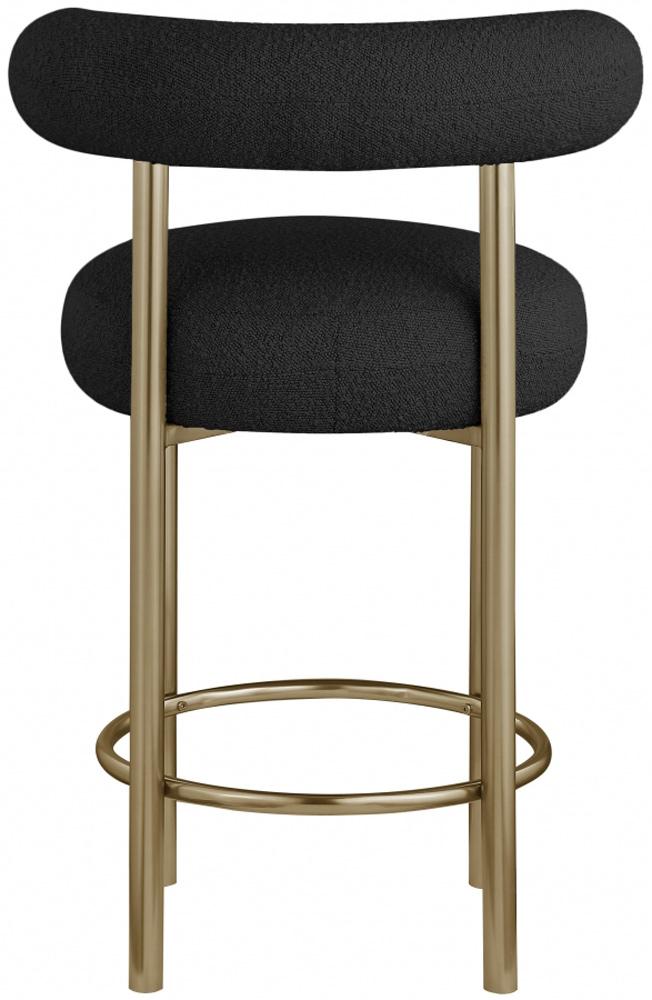 Meridian Furniture - Bordeaux Black Boucle Fabric Stool (Set of 2) - 547Black-C veiw 2