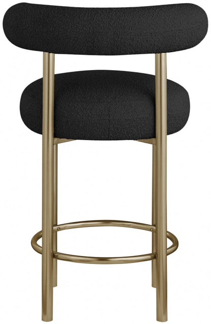 Meridian Furniture - Bordeaux Black Boucle Fabric Stool (Set of 2) - 547Black-C veiw 2