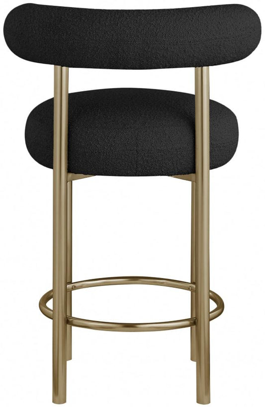 Meridian Furniture - Bordeaux Black Boucle Fabric Stool (Set of 2) - 547Black-C veiw 2