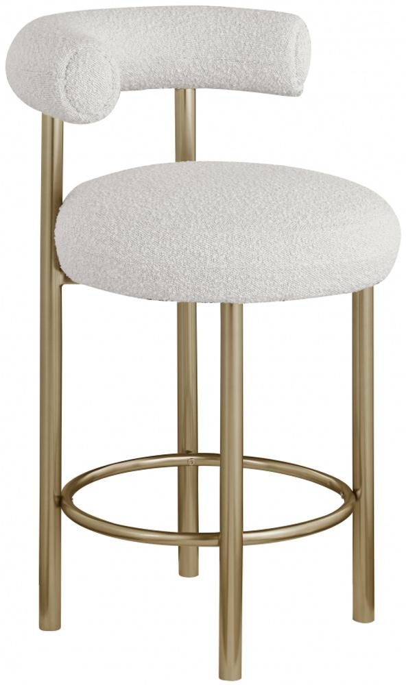 Meridian Furniture - Bordeaux Cream Boucle Fabric Stool (Set of 2) - 547Cream-C veiw 1