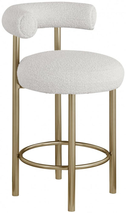 Meridian Furniture - Bordeaux Cream Boucle Fabric Stool (Set of 2) - 547Cream-C veiw 1