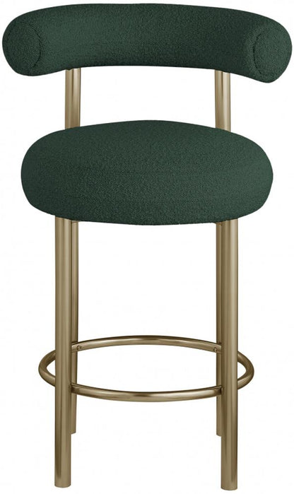 Meridian Furniture - Bordeaux Green Boucle Fabric Stool (Set of 2) - 547Green-C veiw 3