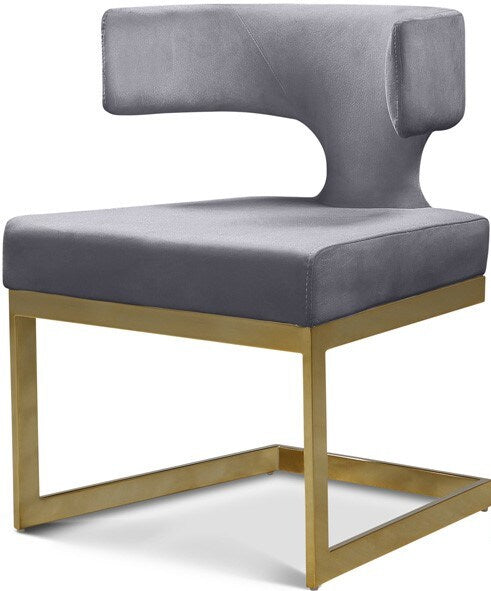 Meridian Furniture - Alexandra Grey Velvet Dining Chair - 953Grey-C veiw 1