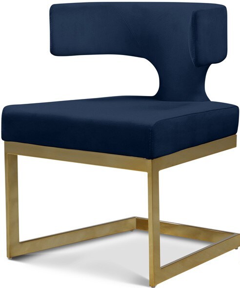 Meridian Furniture - Alexandra Navy Velvet Dining Chair - 953Navy-C veiw 1