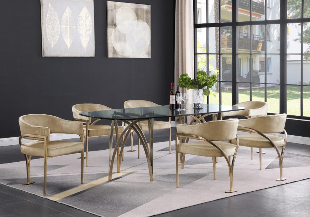 Meridian Furniture - Madelyn Beige Velvet Dining Chair (Set of 2) - 553Beige-C veiw 5