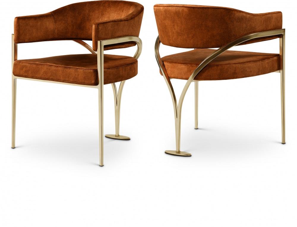 Meridian Furniture - Madelyn Cognac Velvet Dining Chair (Set of 2) - 553Cognac-C veiw 5