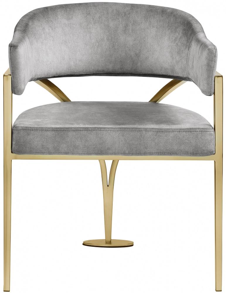 Meridian Furniture - Madelyn Grey Velvet Dining Chair (Set of 2) - 553Grey-C veiw 3