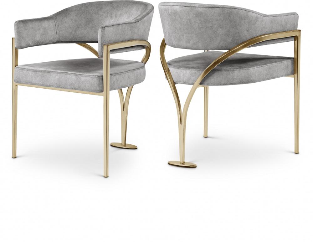 Meridian Furniture - Madelyn Grey Velvet Dining Chair (Set of 2) - 553Grey-C veiw 5