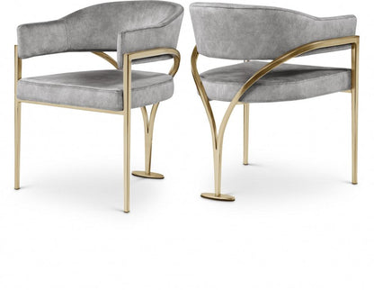 Meridian Furniture - Madelyn Grey Velvet Dining Chair (Set of 2) - 553Grey-C veiw 5