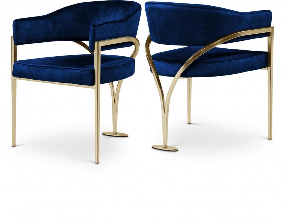 Meridian Furniture - Madelyn Navy Velvet Dining Chair (Set of 2) - 553Navy-C veiw 5