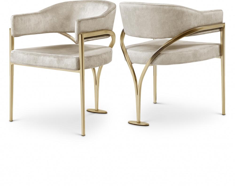 Meridian Furniture - Madelyn Stone Velvet Dining Chair (Set of 2) - 553Stone-C veiw 5