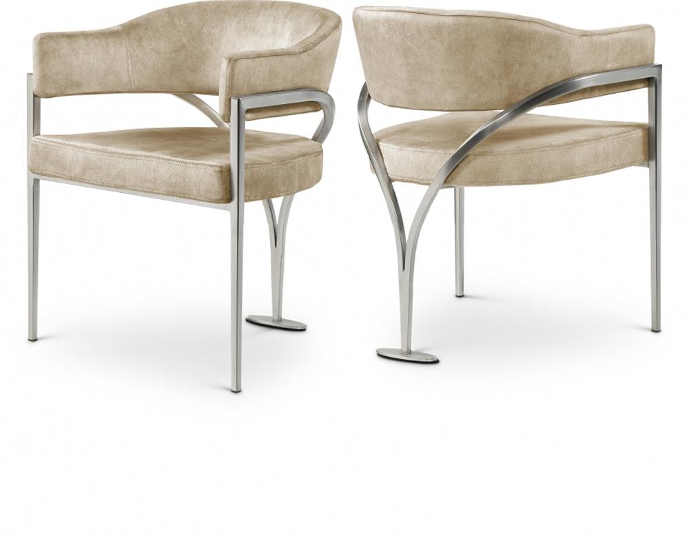 Meridian Furniture - Madelyn Beige Velvet Dining Chair (Set of 2) - 554Beige-C veiw 5