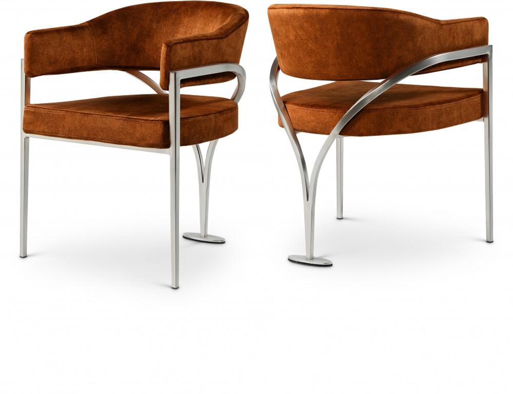 Meridian Furniture - Madelyn Cognac Velvet Dining Chair (Set of 2) - 554Cognac-C veiw 5