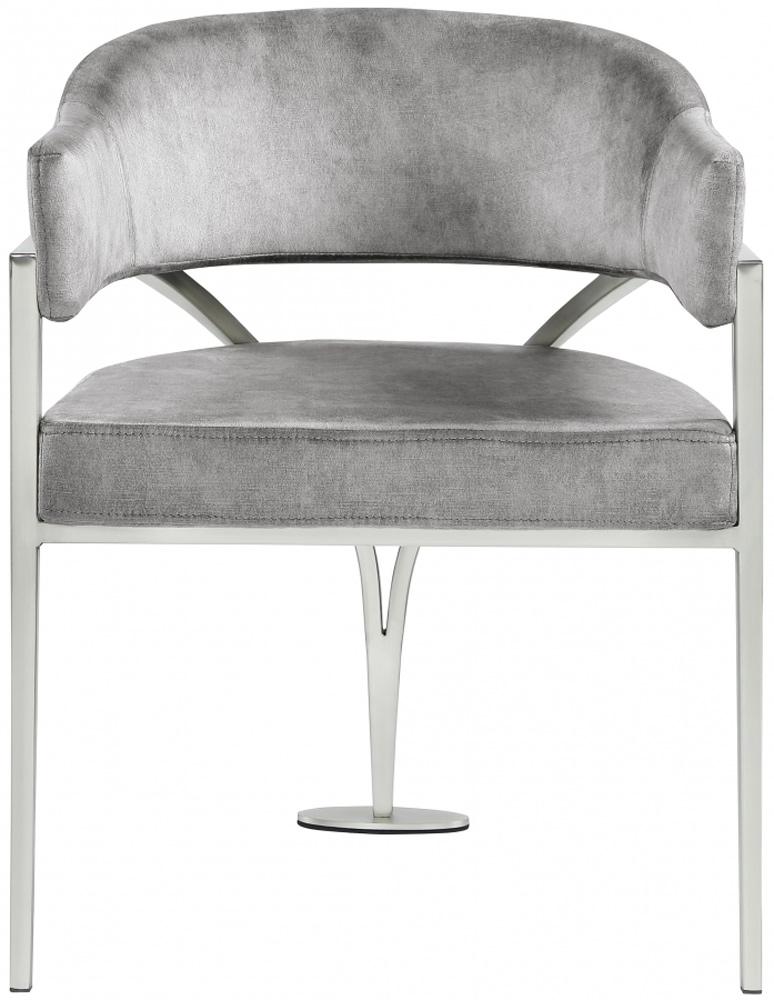 Meridian Furniture - Madelyn Grey Velvet Dining Chair (Set of 2) - 554Grey-C veiw 3