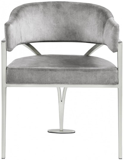 Meridian Furniture - Madelyn Grey Velvet Dining Chair (Set of 2) - 554Grey-C veiw 3