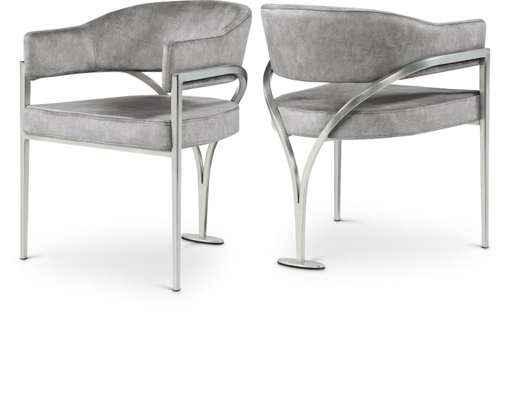 Meridian Furniture - Madelyn Grey Velvet Dining Chair (Set of 2) - 554Grey-C veiw 5