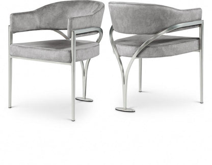 Meridian Furniture - Madelyn Grey Velvet Dining Chair (Set of 2) - 554Grey-C veiw 5