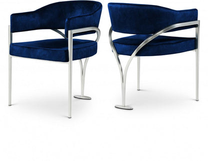 Meridian Furniture - Madelyn Navy Velvet Dining Chair (Set of 2) - 554Navy-C veiw 5