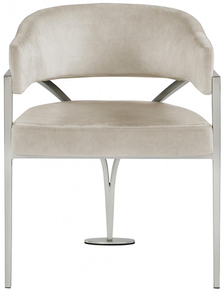 Meridian Furniture - Madelyn Stone Velvet Dining Chair (Set of 2) - 554Stone-C veiw 3