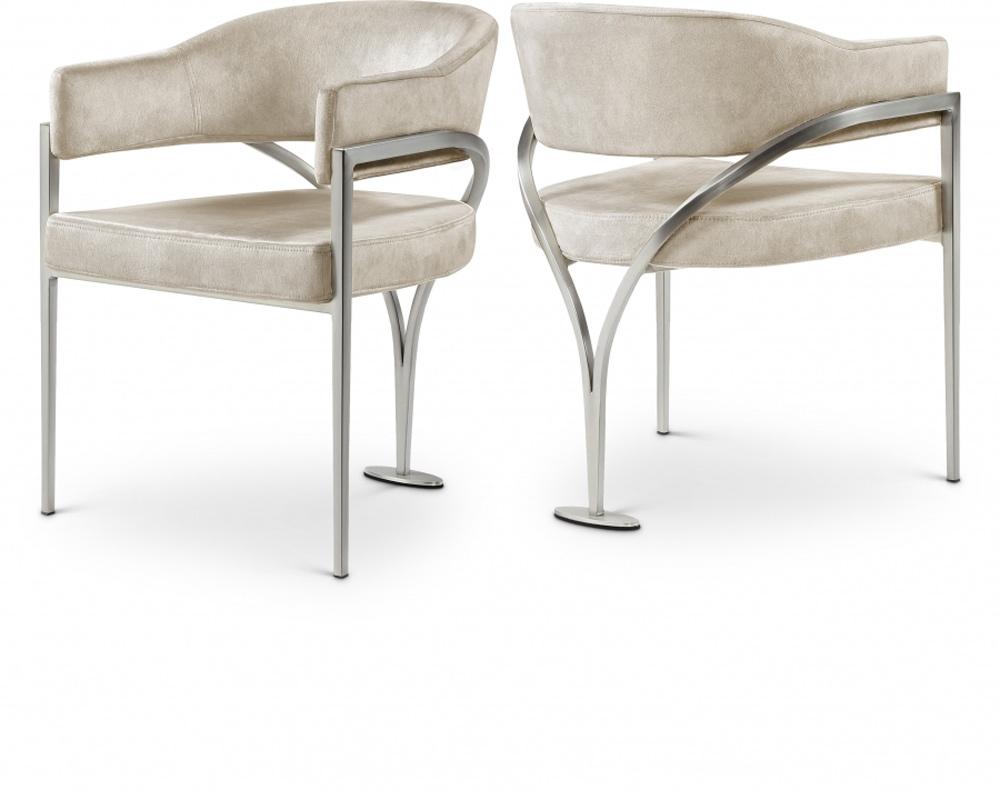 Meridian Furniture - Madelyn Stone Velvet Dining Chair (Set of 2) - 554Stone-C veiw 5