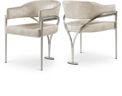 Meridian Furniture - Madelyn Stone Velvet Dining Chair (Set of 2) - 554Stone-C veiw 5