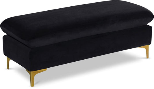 Meridian Furniture - Naomi Black Velvet Ottoman - 636Black-Ott veiw 1