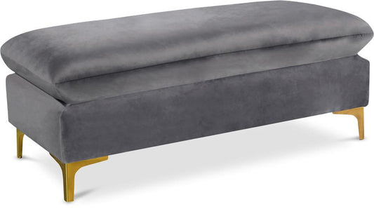 Meridian Furniture - Naomi Grey Velvet Ottoman - 636Grey-Ott veiw 1