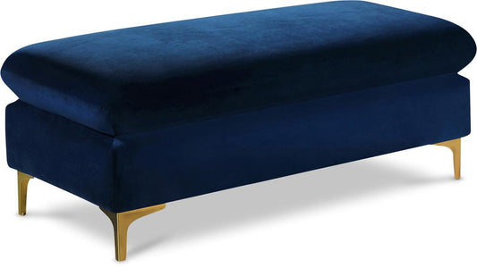Meridian Furniture - Naomi Navy Velvet Ottoman - 636Navy-Ott veiw 1
