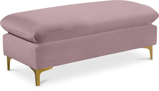 Meridian Furniture - Naomi Pink Velvet Ottoman - 636Pink-Ott veiw 1
