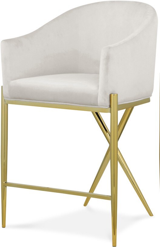 Meridian Furniture - Xavier Cream Velvet Counter Stool - 867Cream-C veiw 1
