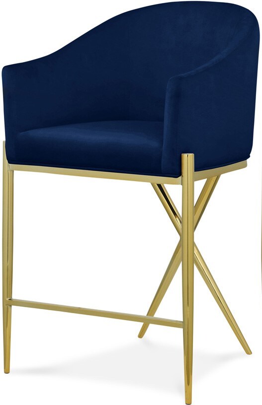 Meridian Furniture - Xavier Navy Velvet Counter Stool - 867Navy-C veiw 1
