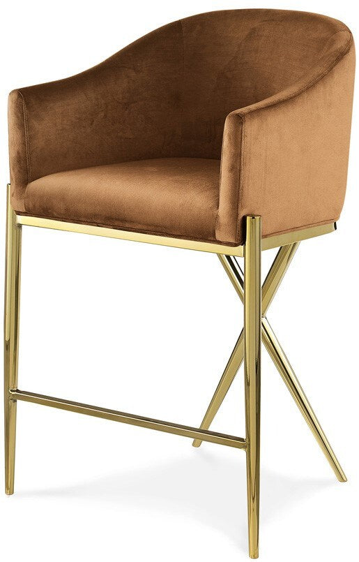 Meridian Furniture - Xavier Saddle Velvet Counter Stool - 867Saddle-C veiw 1