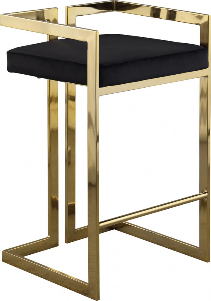 Meridian Furniture - Ezra Black Velvet Stool (Set of 2) - 912Black-C veiw 1