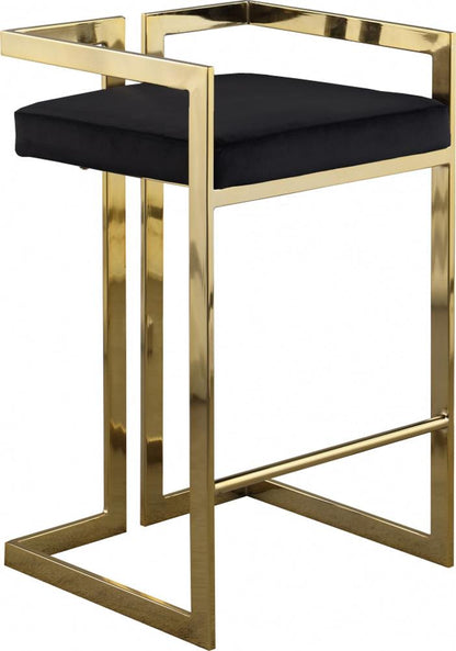 Meridian Furniture - Ezra Black Velvet Stool (Set of 2) - 912Black-C veiw 1
