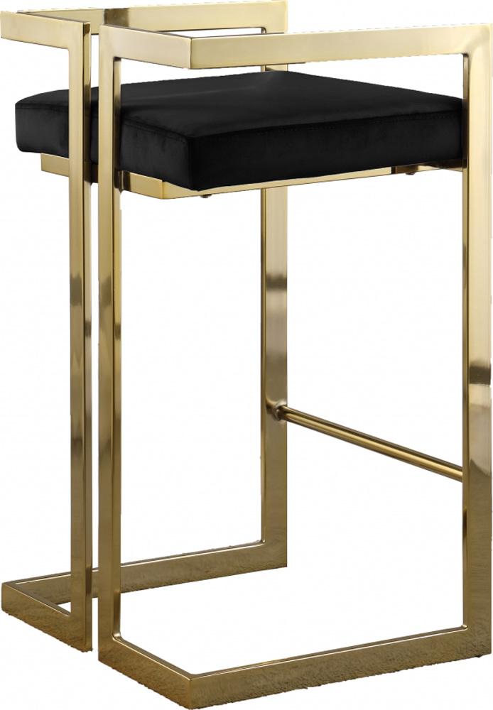 Meridian Furniture - Ezra Black Velvet Stool (Set of 2) - 912Black-C veiw 2