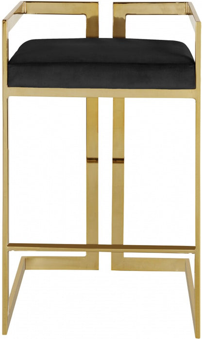 Meridian Furniture - Ezra Black Velvet Stool (Set of 2) - 912Black-C veiw 3