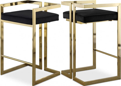 Meridian Furniture - Ezra Black Velvet Stool (Set of 2) - 912Black-C veiw 4