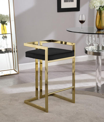 Meridian Furniture - Ezra Black Velvet Stool (Set of 2) - 912Black-C veiw 5