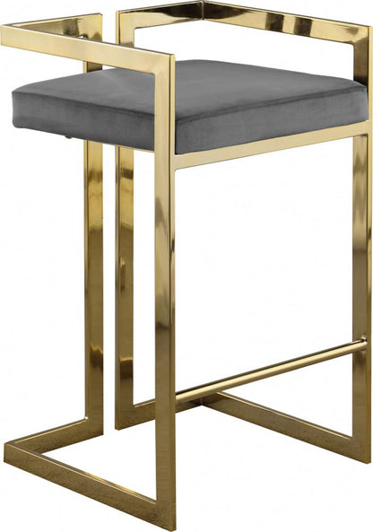 Meridian Furniture - Ezra Grey Velvet Stool (Set of 2) - 912Grey-C veiw 1
