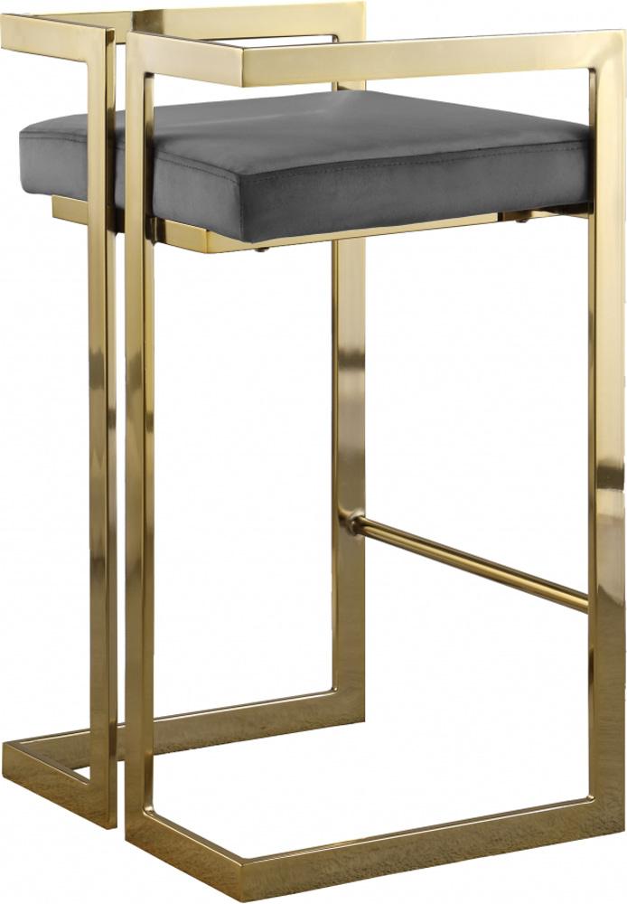 Meridian Furniture - Ezra Grey Velvet Stool (Set of 2) - 912Grey-C veiw 2