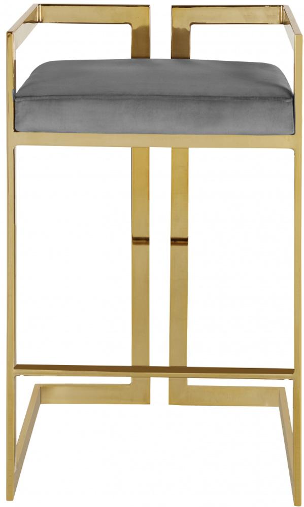 Meridian Furniture - Ezra Grey Velvet Stool (Set of 2) - 912Grey-C veiw 3