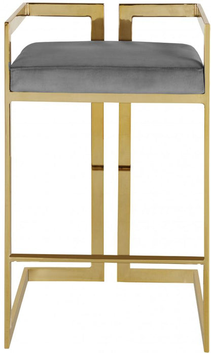 Meridian Furniture - Ezra Grey Velvet Stool (Set of 2) - 912Grey-C veiw 3