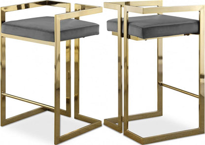 Meridian Furniture - Ezra Grey Velvet Stool (Set of 2) - 912Grey-C veiw 4
