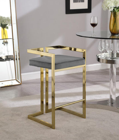 Meridian Furniture - Ezra Grey Velvet Stool (Set of 2) - 912Grey-C veiw 6