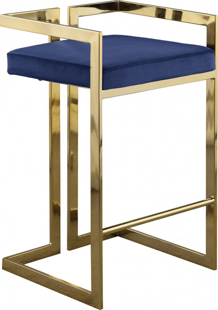 Meridian Furniture - Ezra Navy Velvet Stool (Set of 2) - 912Navy-C veiw 1