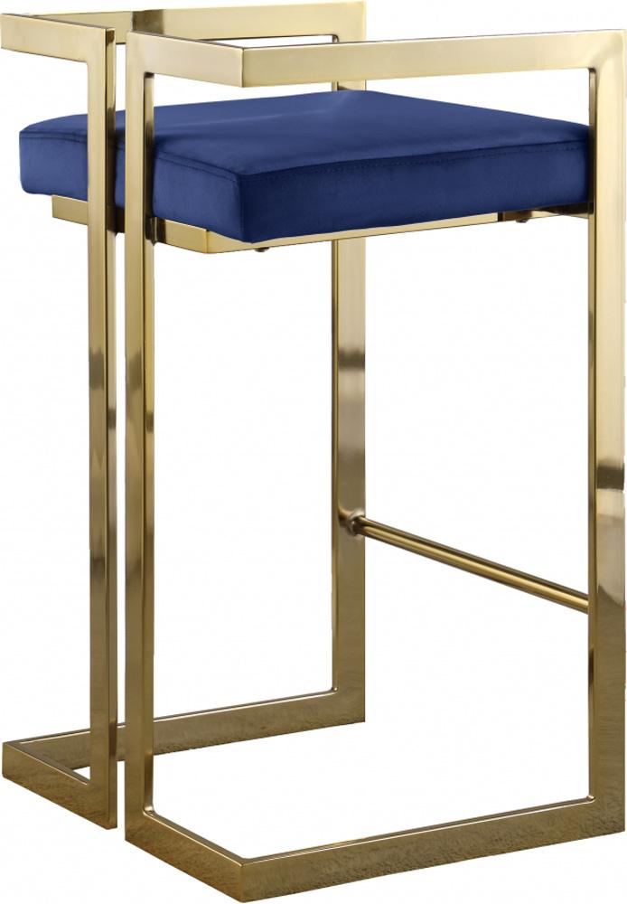 Meridian Furniture - Ezra Navy Velvet Stool (Set of 2) - 912Navy-C veiw 2